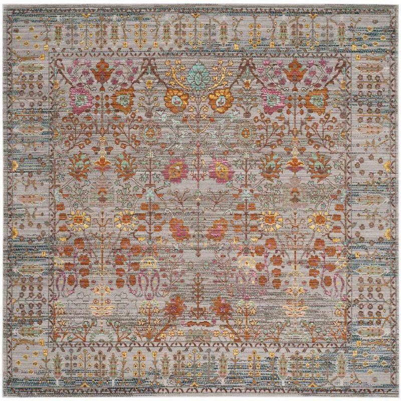 Valencia VAL108 Power Loomed Indoor Area Rug - Grey/Multi - 6'7"x6'7" - Safavieh