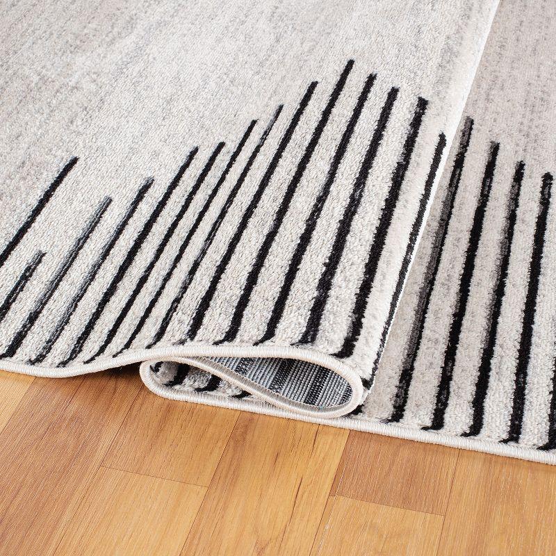 Cream and Beige Synthetic Stripe Runner Rug 2'x7'