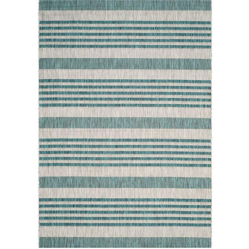 Grey/Blue Easy-Care Rectangular Synthetic 5' x 7' Area Rug