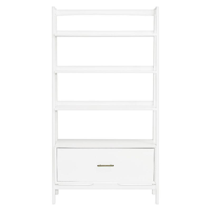 Mid-Century Modern White Wood Large Etagere Bookcase