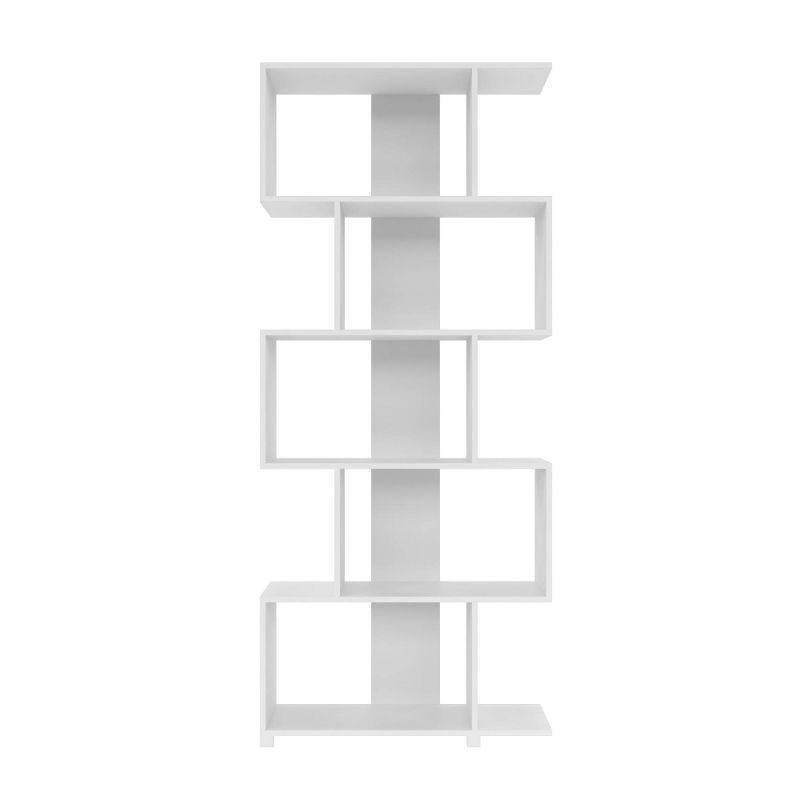 White Geometric Wood Bookcase with Cubes