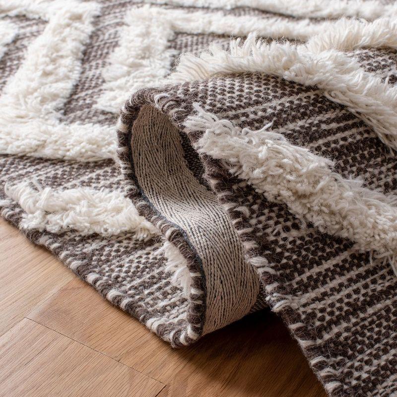 Kenya Hand-Knotted Brown and Ivory Wool Area Rug