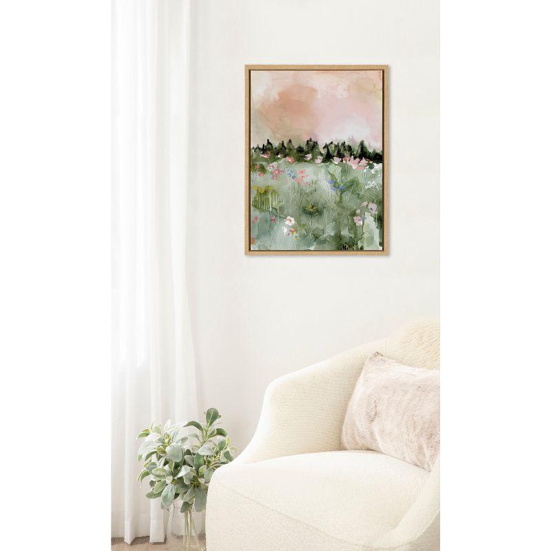 Natural Watercolor Landscape Framed Canvas Art 18" x 24"