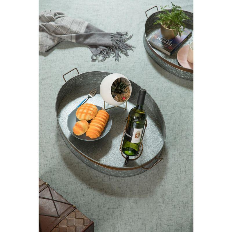 Vintiquewise Galvanized Metal Oval Rustic Serving Tray With Handles