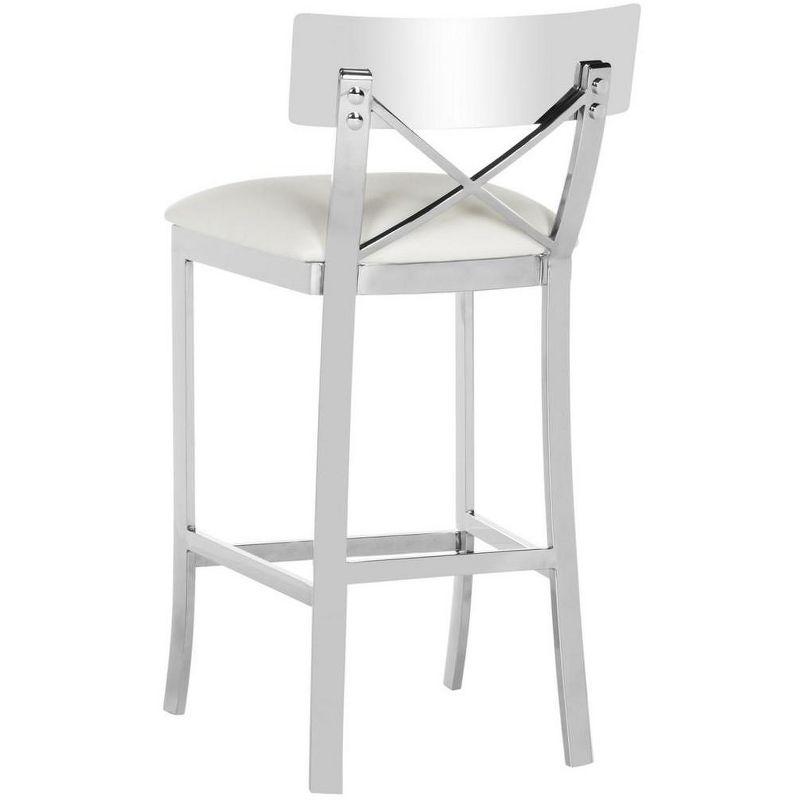 Zoey 35"H Stainless Steel Cross Back Counter Stool - FOX2035 - White - Safavieh Couture