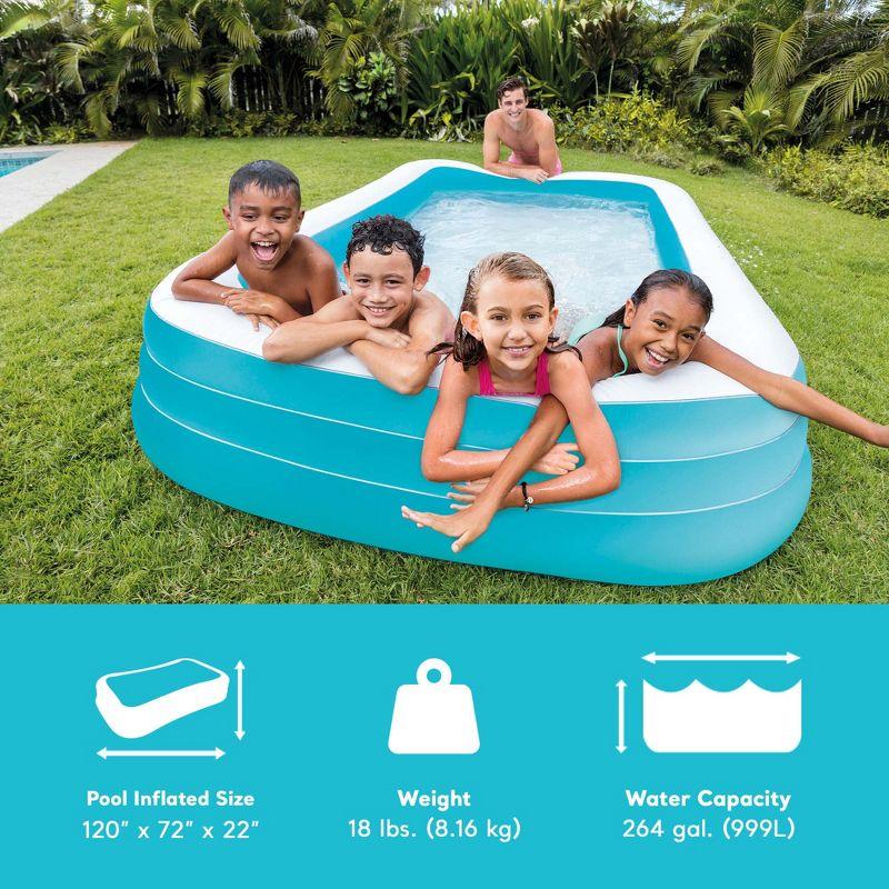 Intex Inflatable Swim Center Family Pool for 2-3 Kids, Backyard Splash Pool for Children 6+ Years Old, 198-Gallons