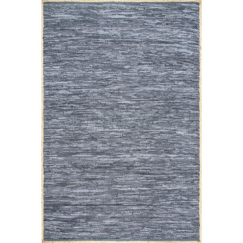 Coastal Cottage Hand Woven Blue Leather & Hemp 5' x 8' Area Rug