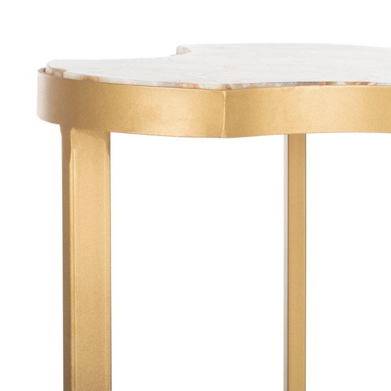 Suki White and Gold Triangular Metal Accent Table