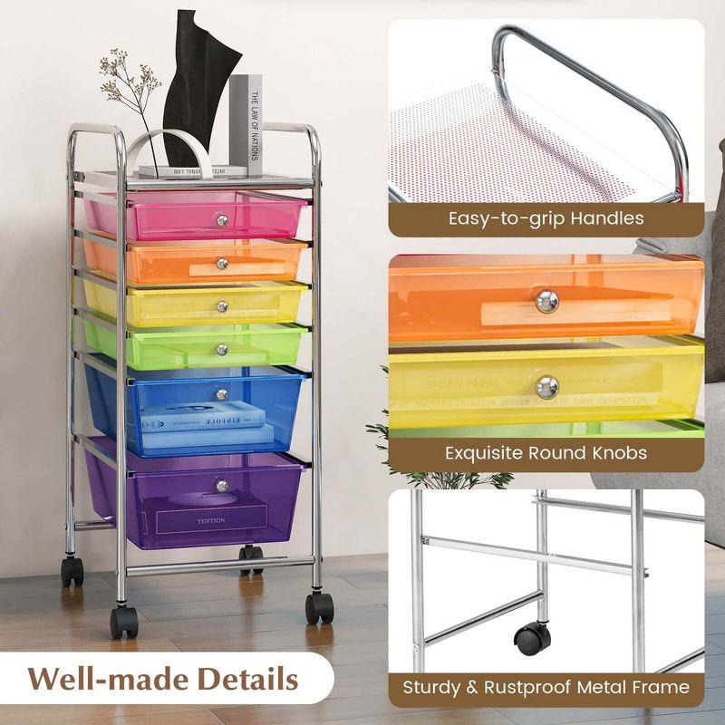 Costway 6 Drawer Rolling Storage Cart Scrapbook Paper Office Organizer  Yellow/Black/Clear/MultiColor/Colorful/Macaron/Mixed Pink/Mixed Black/Hot Pink