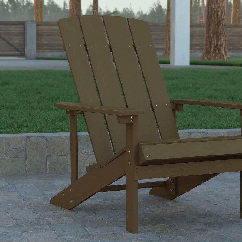 Emma and Oliver 2 Pack Outdoor All-Weather Poly Resin Wood Adirondack Chairs