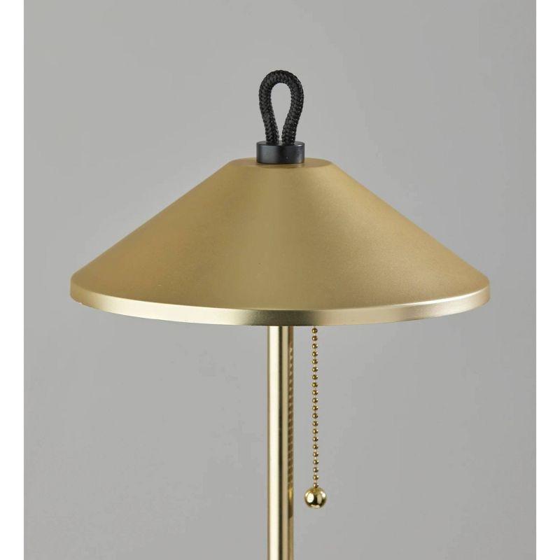 Adesso Kaden Floor Lamp Antique Brass: Pull Chain, Metal Shade, ETL Listed