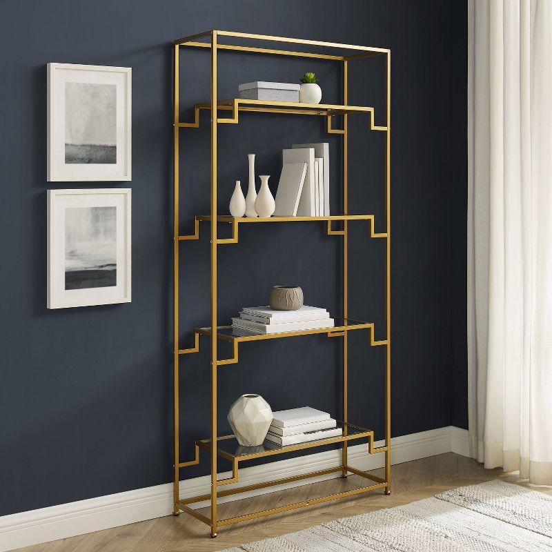 72.25" Celeste Etagere Gold - Crosley: Modern Luxury Steel Frame, 4-Tier Open Shelves