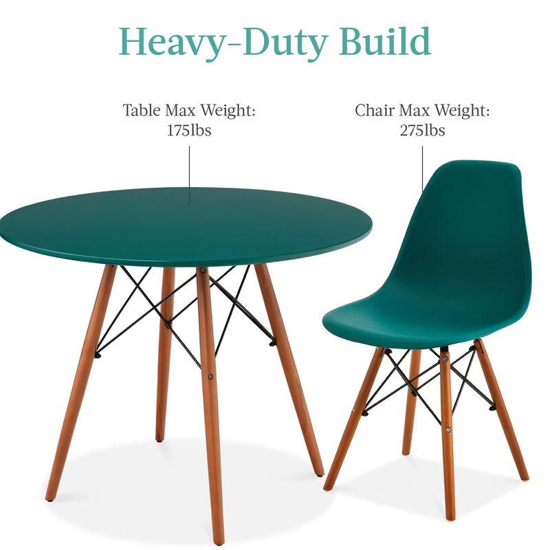 5-Piece Dark Green and Walnut Mid-Century Modern Dining Set