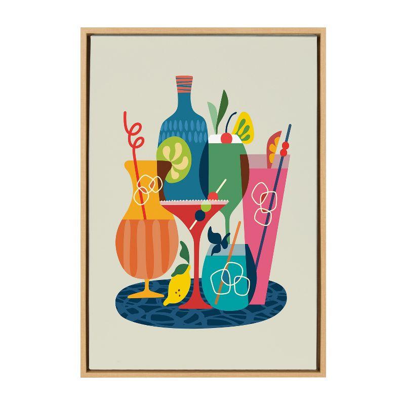 Mid Century Modern Cocktails Framed Canvas Print, 23x33, Natural