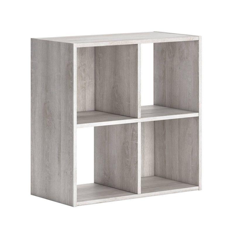 Signature Design by Ashley 23.82" Paxberry 4 Cube Organizer Whitewash: Modern Laminated Bookshelf, Storage Display