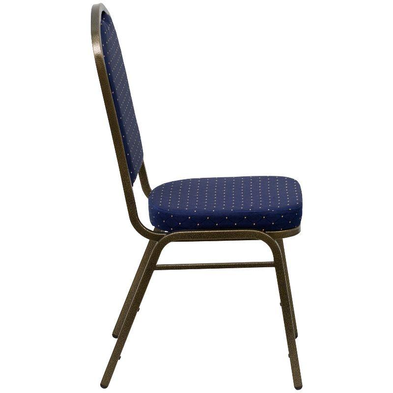 Navy Blue Dot Patterned Fabric Banquet Chair with Gold Vein Frame