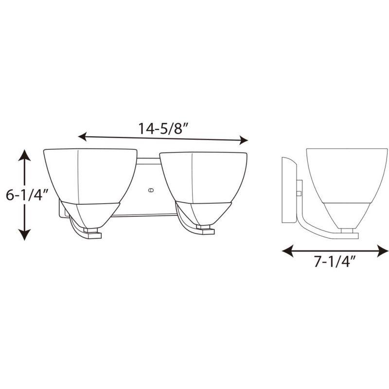 Polished Chrome 2-Light Bath Vanity with Etched White Glass Shades