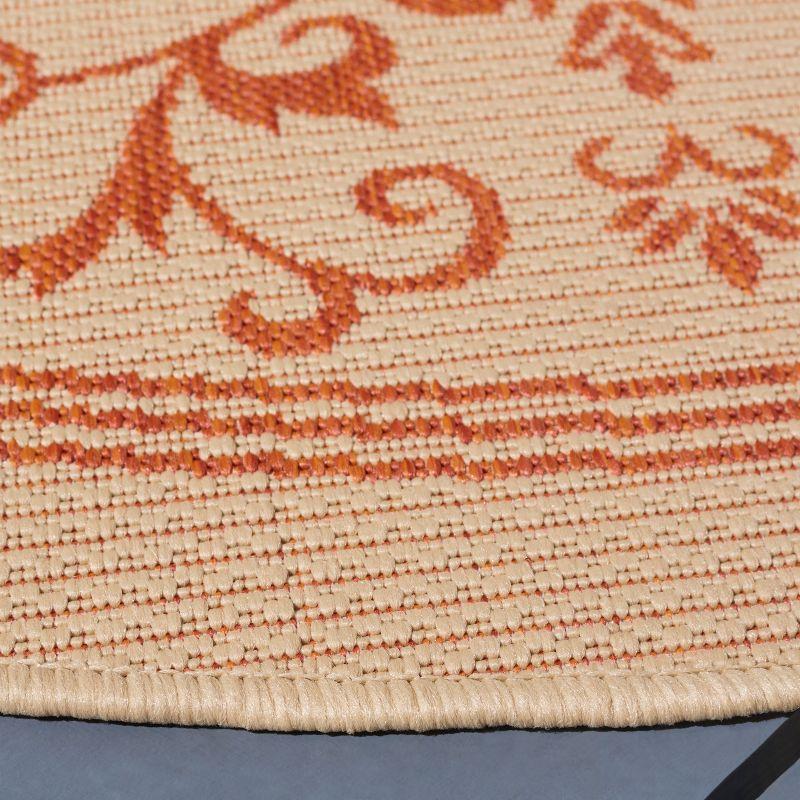 Courtyard CY2098 UV & Stain Resistant Non-Shedding Power Loomed Indoor/Outdoor Area Rug - Natural/Terra - 7'10" Round - Safavieh