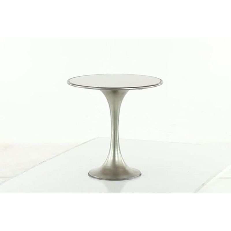 Industrial Marble Accent Table Silver - Olivia & May: Pedestal, No Assembly Required