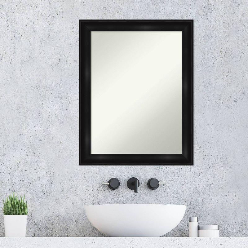 22" x 28" Non-Beveled Grand Narrow Bathroom Wall Mirror Black - Amanti Art: Modern Rectangle, Wall Mount, Polystyrene Frame