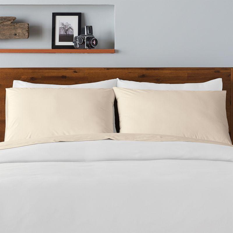 Luxe Cotton Percale Crisp and Cool Sheet Set, Queen, Sand
