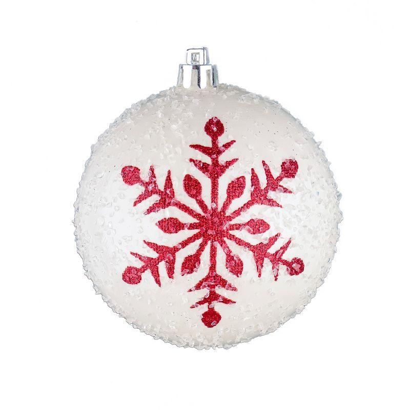 National Tree Company First Traditions Christmas Tree Ornaments, Glittery Red and White Snowflakes, Set of 6