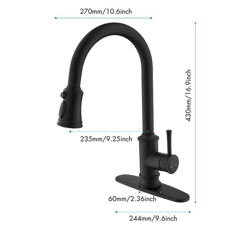 Single Handle High Arc Pull Out Kitchen Faucet, Single Level Stainless Steel Kitchen Sink Faucets with Pull Down Sprayer