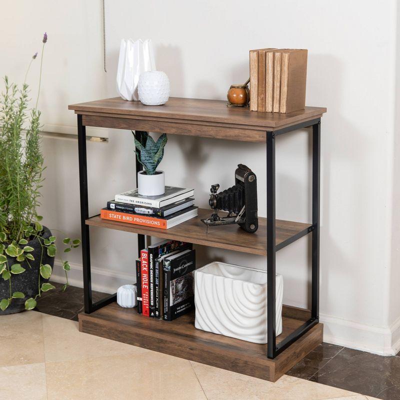 Danya B. 32" Oslo 3 Shelf Contemporary wood and metal Etagere Bookcase Brown/Black: MDF Iron Frame, Fixed Shelves