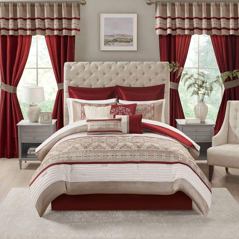 Jelena Red Microfiber Queen 24-Piece Bedspread Set