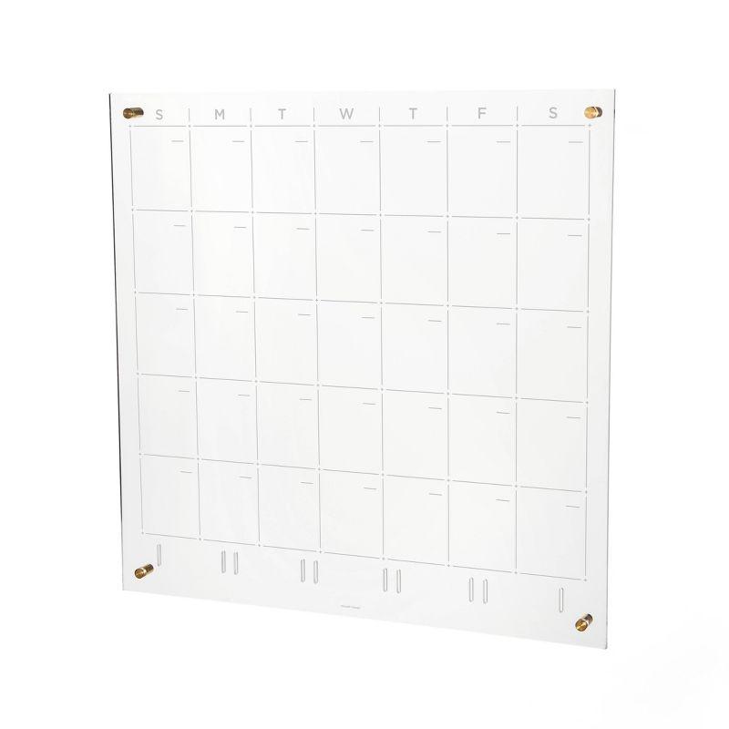 24" x 24" Clear Acrylic Monthly Wall Planner with Gold Hardware