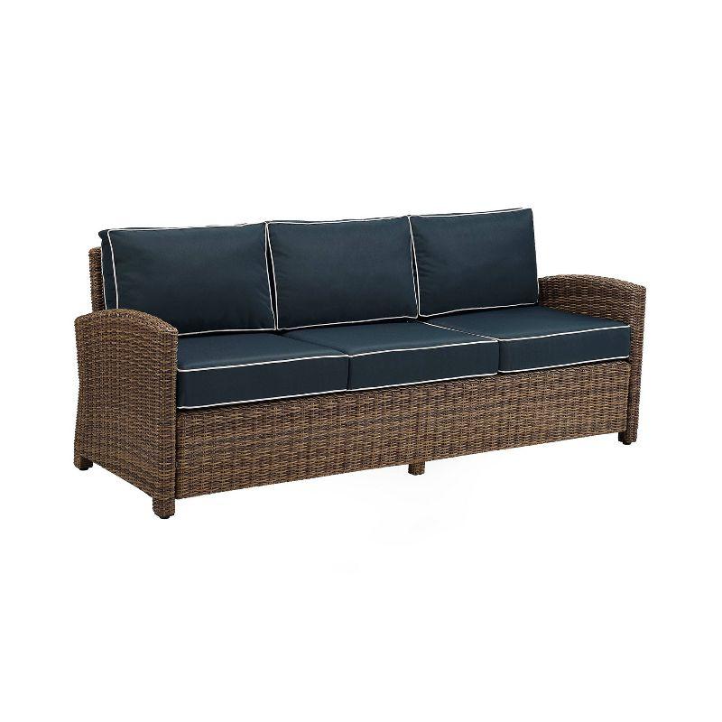 Bradenton Outdoor Wicker Sofa - Navy - Crosley: Steel Frame, Moisture-Resistant, UV-Resistant