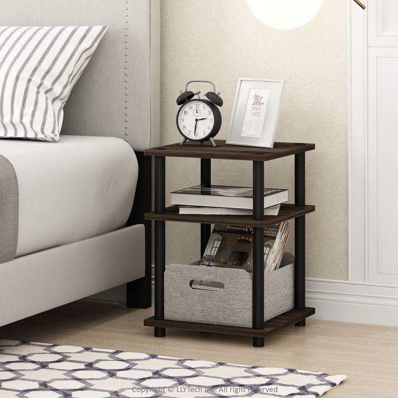 3-Tier Easy Assembly Multipurpose Shelf Dispaly Open Shelves Sofa Side End Table Nightstand for Living Room&Bedroom,Blackwood