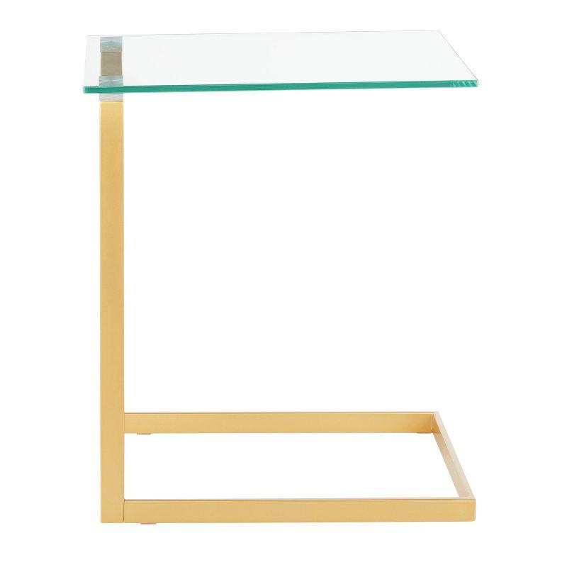 Zenn Gold Metal and Clear Glass Rectangular Side Table