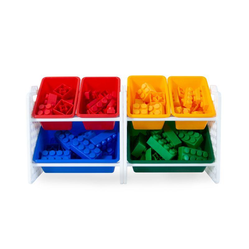 UNiPLAY Toy Organizer With 6 Removable Storage Bins and Block Play Panel, Multi-Size Bin Organizer