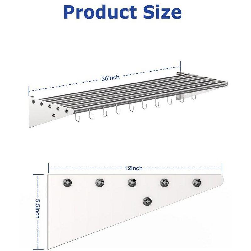 Stainless Steel Wall Mount Kitchen Rack with Hooks