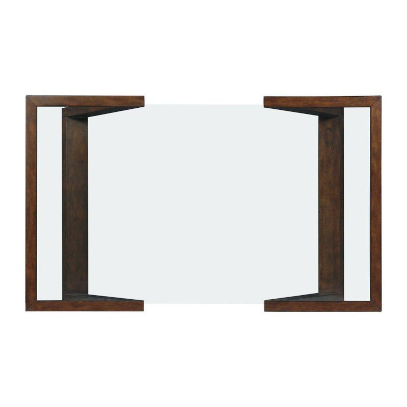 Rectangular Kai Coffee Table Dark Espresso - Picket House Furnishings: Modern Rubberwood Base, Tempered Glass Top