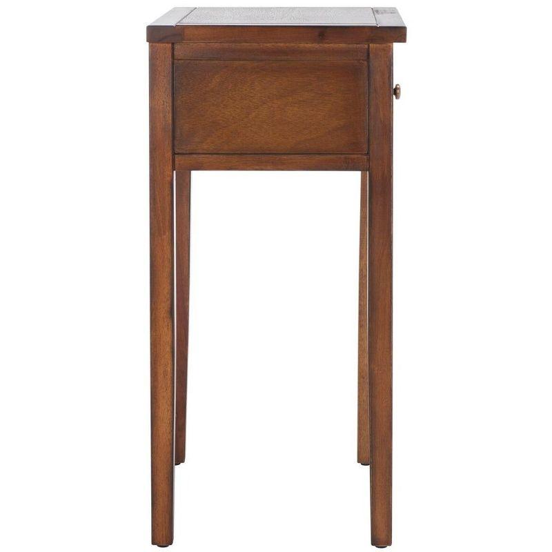 Transitional Abel Brown Pine and Stone Nightstand with Storage