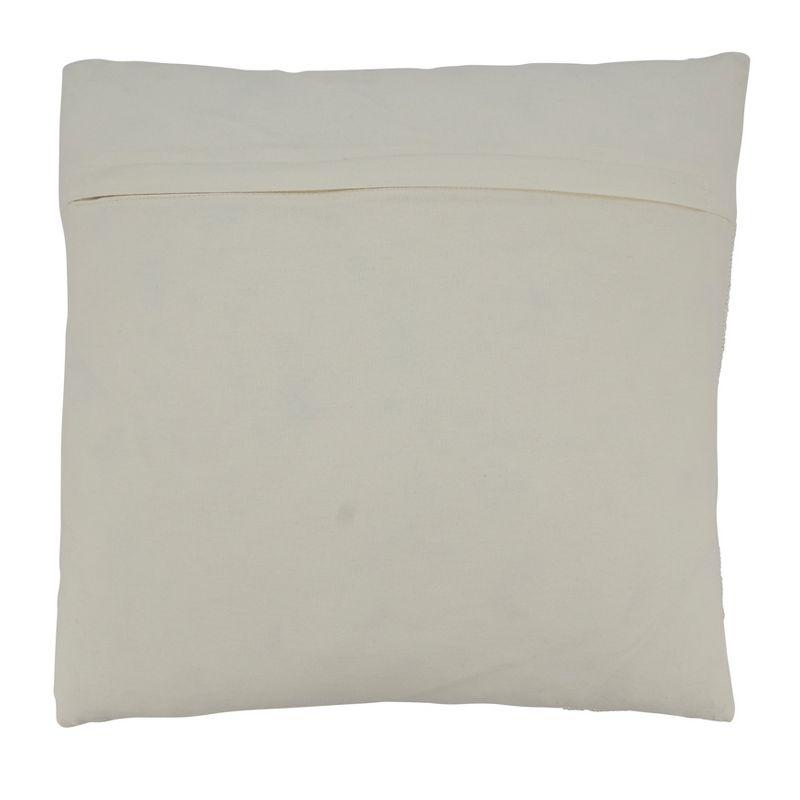 Multicolor Cotton Embroidered Seashells Square Pillow, 16"