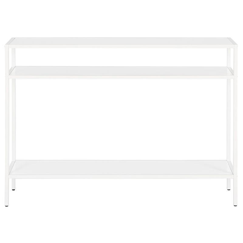 Matte White Steel Console Table with Shelves