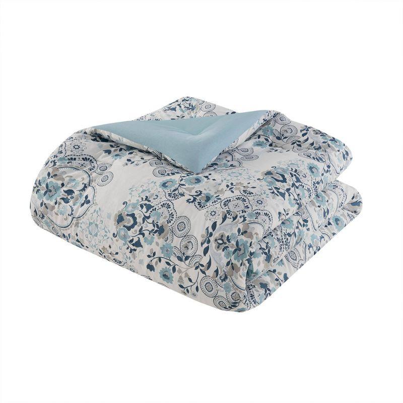 Brielle 3 Piece Floral Printed Cotton Comforter Set