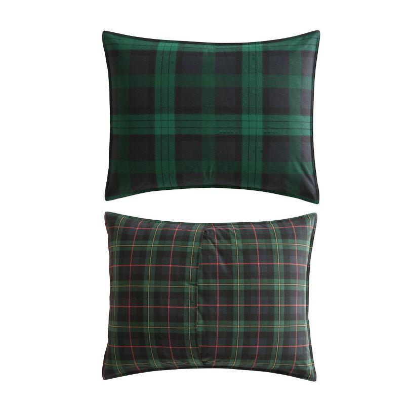 Full/Queen Woodland Tartan Reversible Duvet Cover Set Green - Eddie Bauer: Cotton, OEKO-TEX Certified, 3-Piece