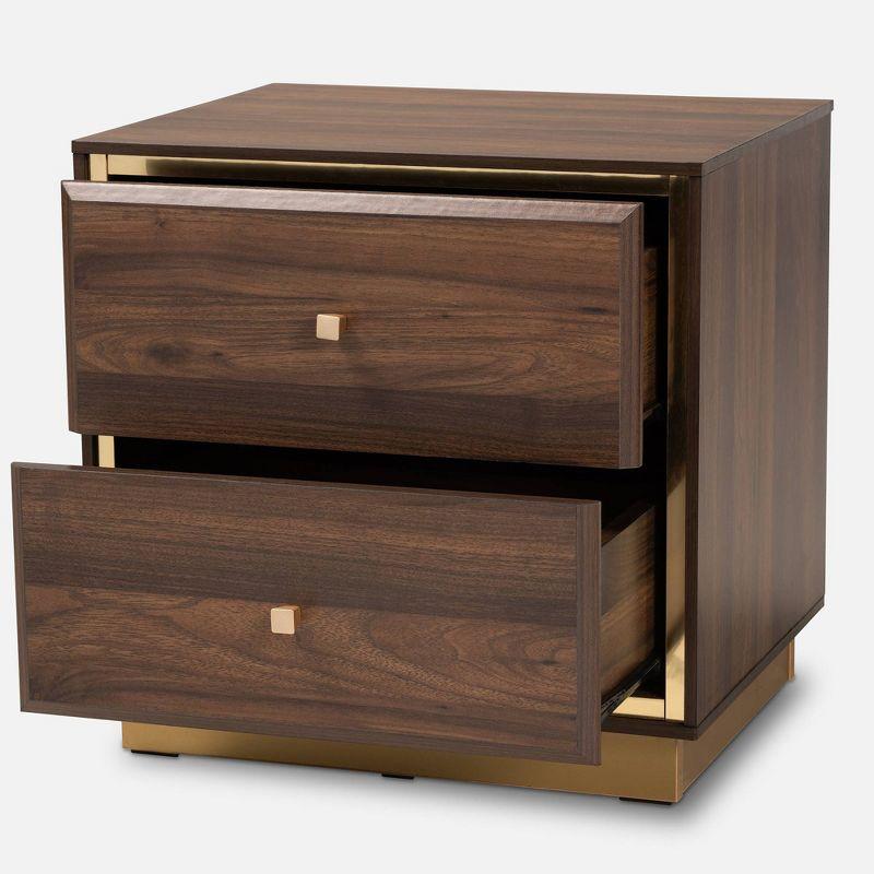 Cormac Wood and Metal 2 Drawer Nightstand - Baxton Studio