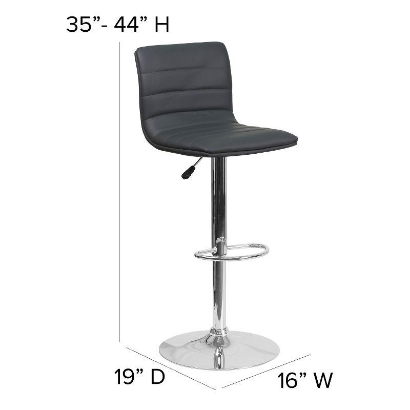 Gray Adjustable Swivel Barstool with Chrome Base