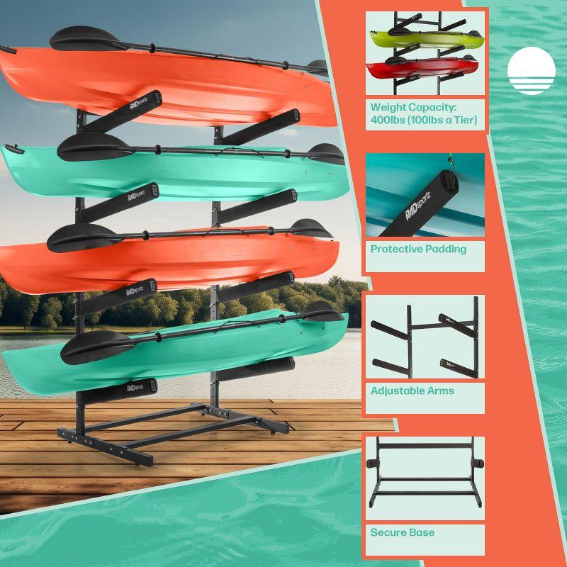 Rad Sportz 4-Level Freestanding Kayak Rack, Black