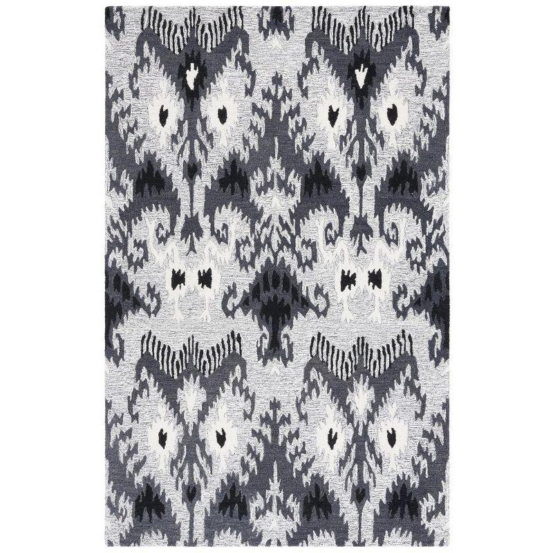 Ikat IKT652 Hand Tufted Area Rug - Grey/Black - 4'x6' - Safavieh.