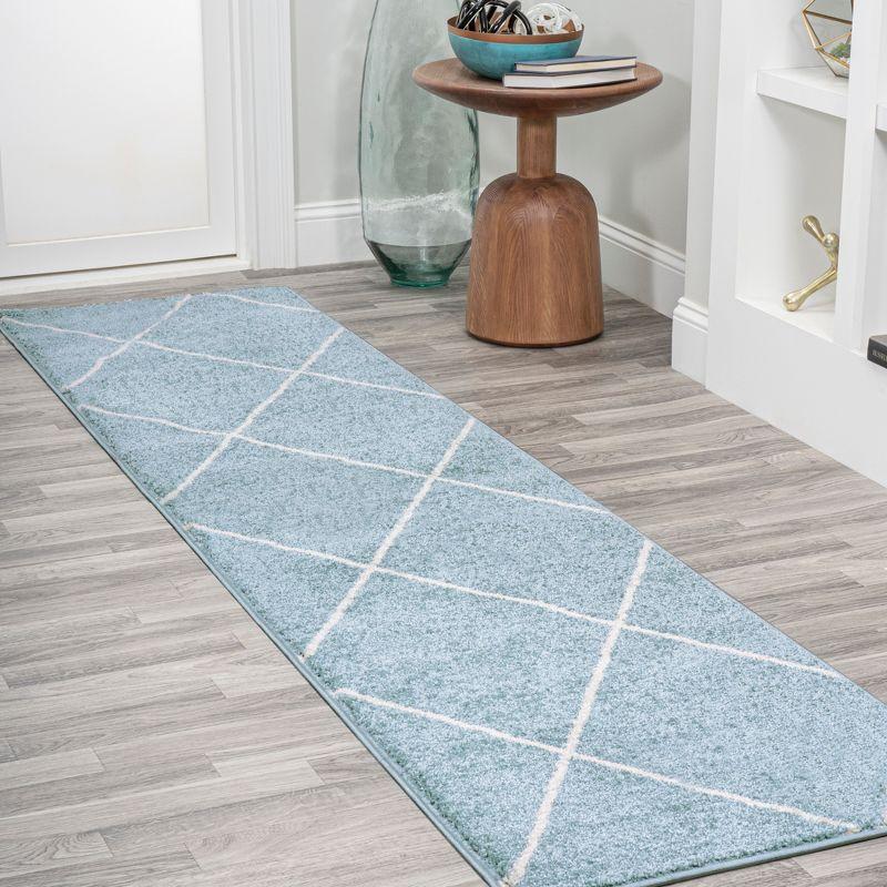 Cole Minimalist Diamond Trellis Round Area Rug - JONATHAN Y