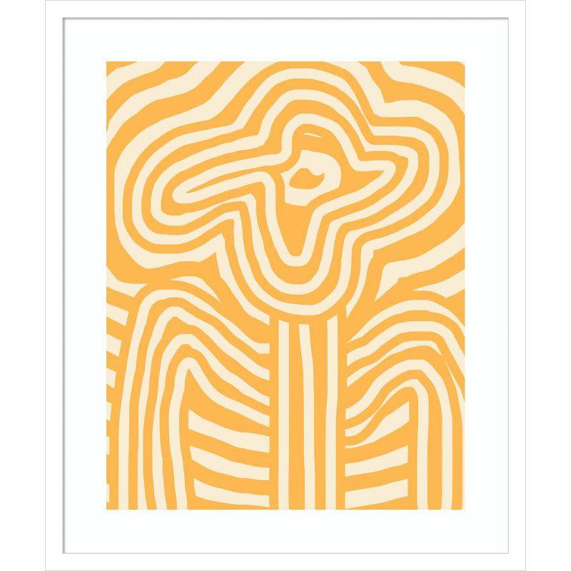 Yellow and White Abstract Wood Framed Wall Art Print