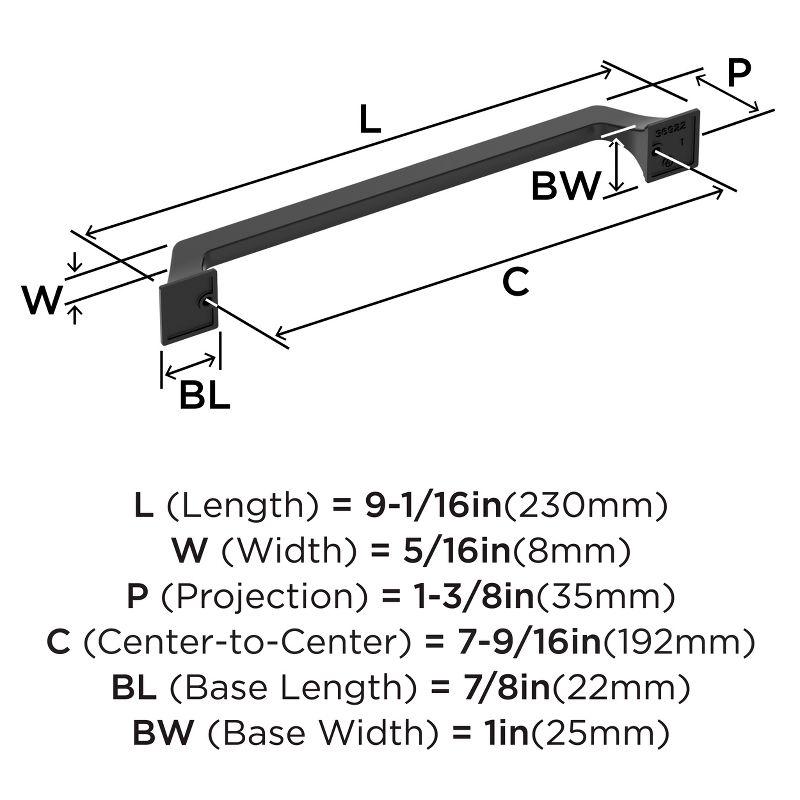 Amerock Exceed 7-9/16 inch (192mm) Center-to-Center Matte Black Cabinet Pull