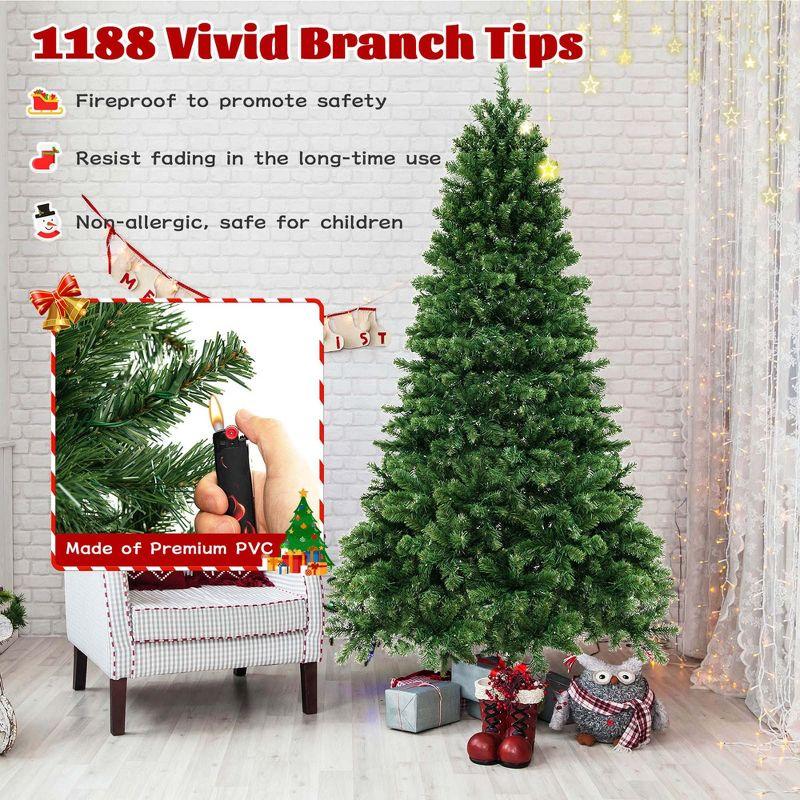 Costway Artificial 7ft Xmas Tree PVC Branch Tips 700 LED Lights