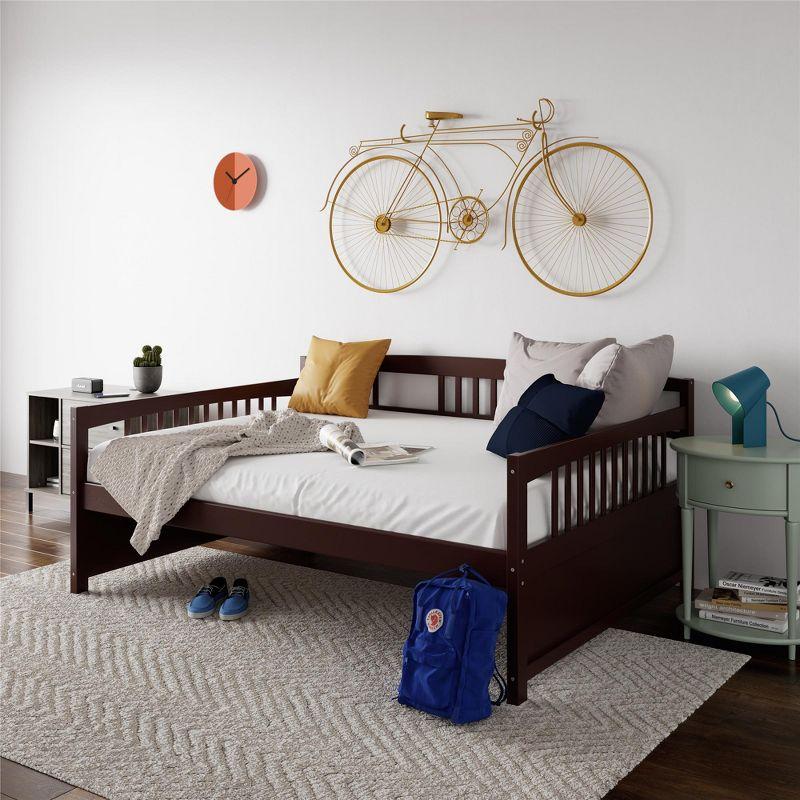 DHP Morgan Wood Daybed, Full Size Frame with Slats, Espresso